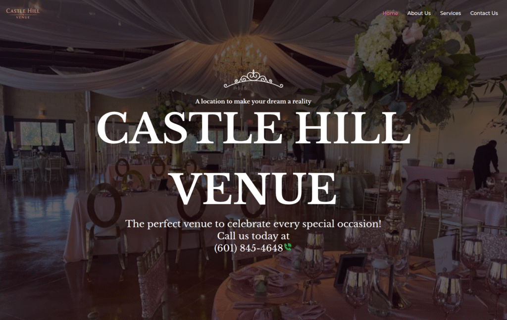 CastleHillVenue.com landing page thumbnail 